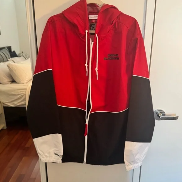 MITCHELL & NESS Chicago Blackhawks Lightweight Full-Zip Windbreaker Jacket NWT - Picture 3 of 6